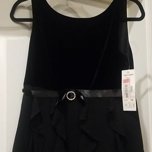 Black Velvet Top Ruffle Dress NWT